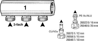 Sanitop-Wingenroth Wiroflex, Kompaktverteiler für Sanitär- und Heizungsanlagen, Stammrohr 1 Zoll, 1