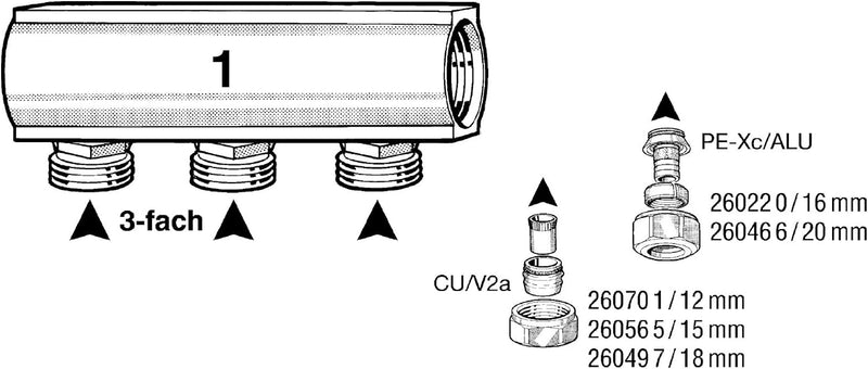 Sanitop-Wingenroth Wiroflex, Kompaktverteiler für Sanitär- und Heizungsanlagen, Stammrohr 1 Zoll, 1