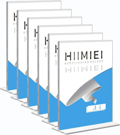 HIIMIEI Tischaufsteller A4 6 Stück T ständer, T-Form Aufsteller, Acryl-Aufsteller, Idee für Promotio