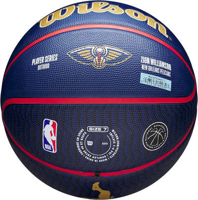 Wilson NBA Player Icon Outdoor Basketball - Size 7 - 29.5" and Mini Size 7 New Orleans Pelicans, 7 N