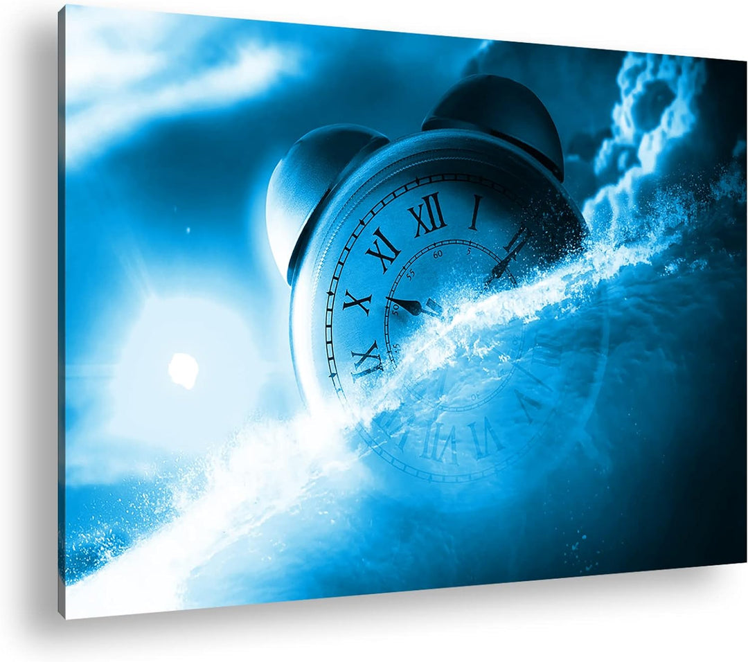 Der Fluss der Zeit Illustration Format 80x60 Effekt: Monocrome Blau als Leinwandbild, Motiv fertig g