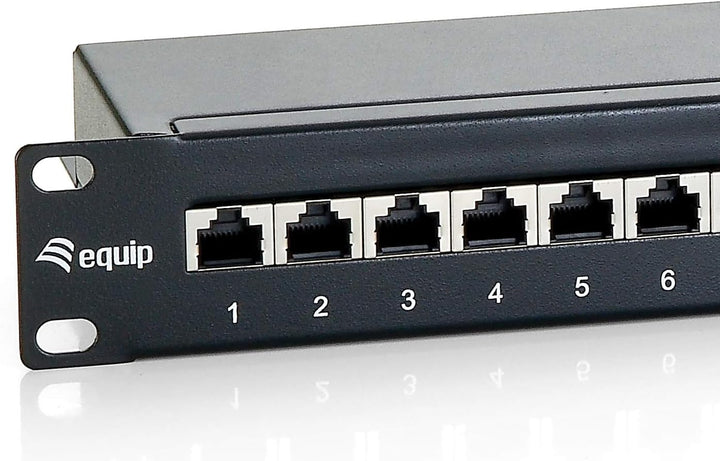 Equip Patchpanel 24x RJ45 Cat6 19" 1HE schwarz 24 Ports Schwarz, 24 Ports Schwarz
