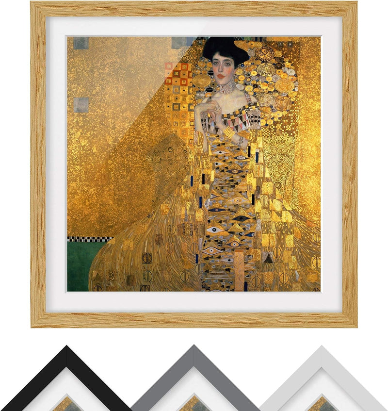 Bild mit Rahmen - Gustav Klimt - Adele Bloch-Bauer I - Farbe Eiche, 50 x 50 cm 50cm x 50cm Eiche, 50