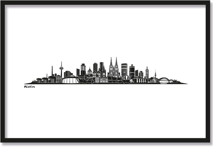 JUNIWORDS Poster mit/ohne Holzrahmen, Wähle ein Motiv, Skyline Köln, Wähle eine Grösse, 40 x 60 cm (
