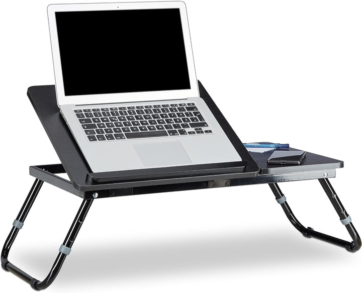 Relaxdays 1 x Laptoptisch fürs Bett, verstellbar, Betttablett klappbar, Leseklappe und Ablage, HxBxT