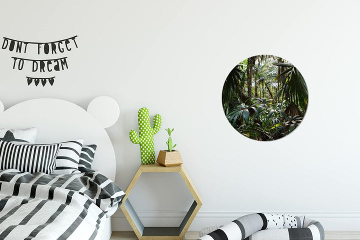 MuchoWow Wandbild Rund Wanddeko Deko Wohnzimmer Bilder 30x30 cm Pflanzen im Regenwald, 30x30 cm