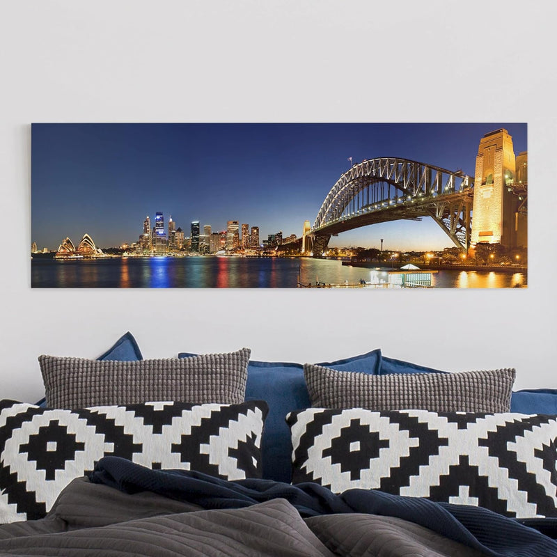 Bilderwelten Leinwandbild - Sydney at Night - Panorama Quer, 30cm x 90cm, 30cm x 90cm