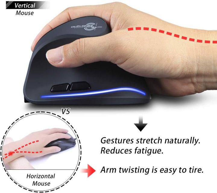 zelotes F35 Vertikale Maus, kabellos, Rechtshänder, 2,4 GHz, kabellos, ergonomisch, wiederaufladbar,