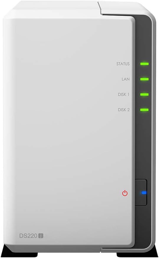Synology DS220j 2TB 2 Bay Desktop NAS Solution, Installed with 2 x 1TB Western Digital Red Drives We