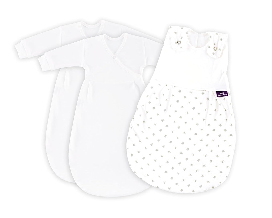 Träumeland S0101455 Babyschlafsack LIEBMICH 3 teilig Set Sternchen grau, Grösse 68/74, mehrfarbig