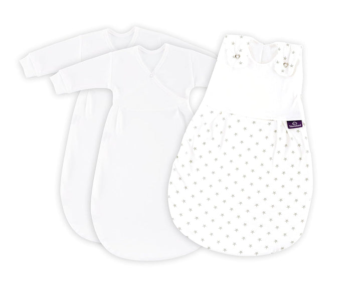 Träumeland S0101455 Babyschlafsack LIEBMICH 3 teilig Set Sternchen grau, Grösse 68/74, mehrfarbig