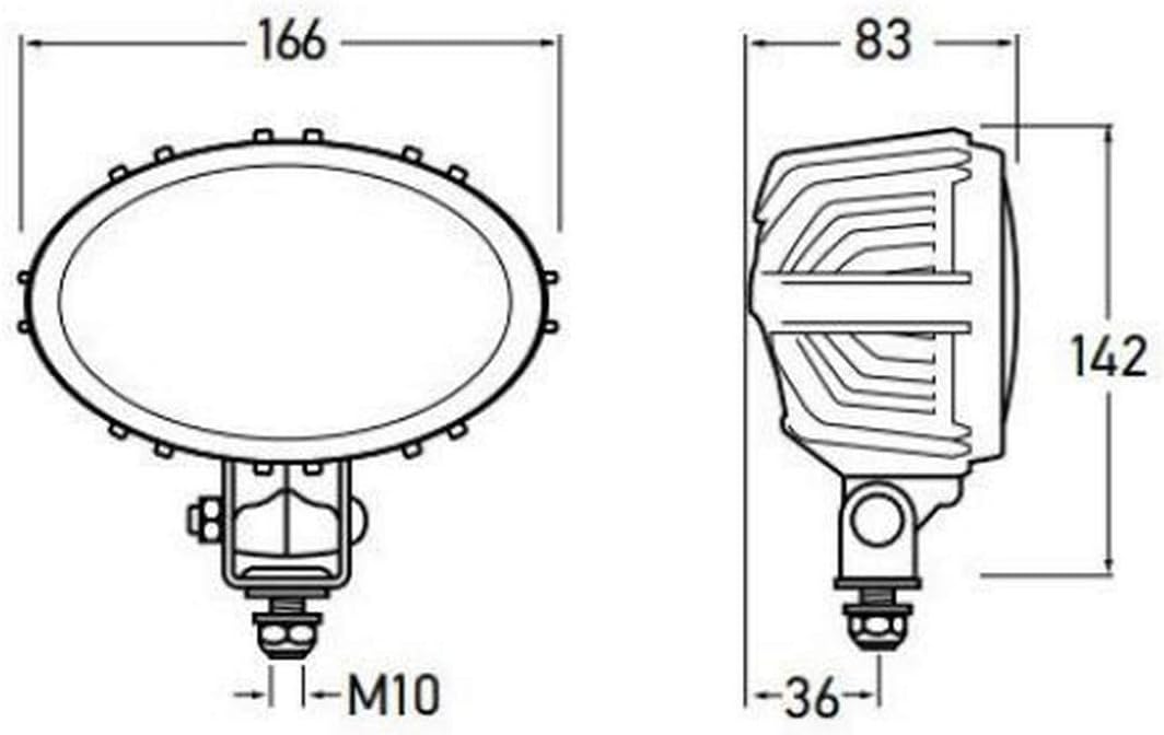 HELLA - LED-Arbeitsscheinwerfer - Oval 100 Thermo Pro - 24/12V - 1700lm - Anbau/geschraubt - schwenk