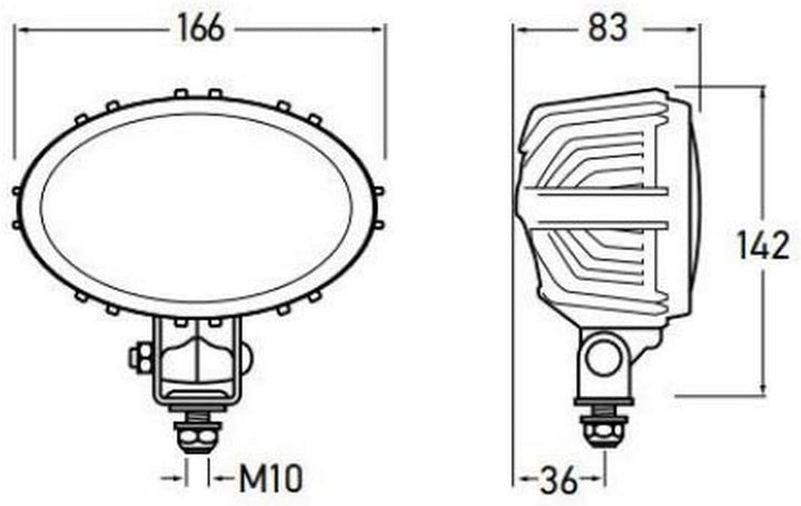 HELLA - LED-Arbeitsscheinwerfer - Oval 100 Thermo Pro - 24/12V - 1700lm - Anbau/geschraubt - schwenk
