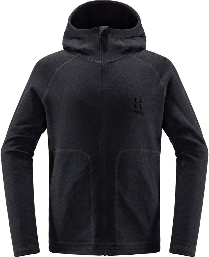 Haglöfs Fleecejacke Kinder Heron Hood wärmend, atmungsaktiv, stretch beweglich 140 Slate, 140 Slate