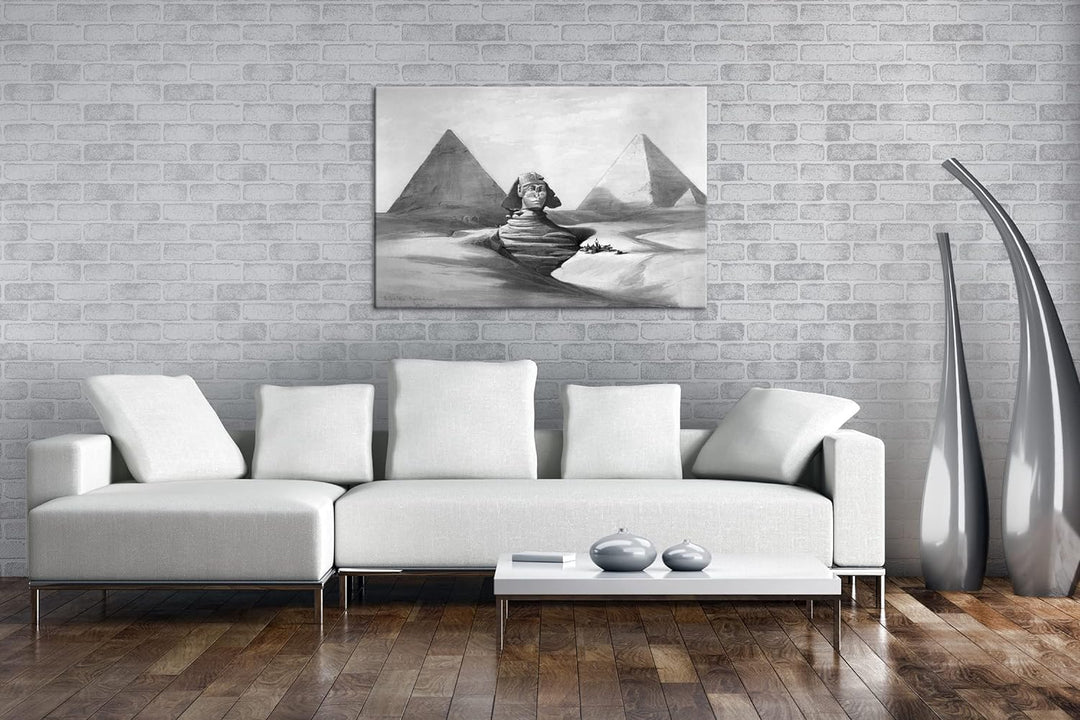 deyoli gezeichnete Pyramiden von Gizeh Format: 80x60 Effekt: Schwarz&Weiss als Leinwandbild, Motiv f