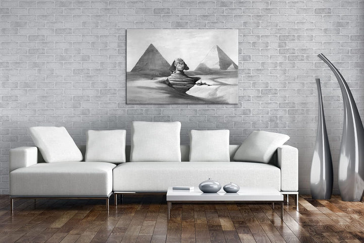deyoli gezeichnete Pyramiden von Gizeh Format: 80x60 Effekt: Schwarz&Weiss als Leinwandbild, Motiv f