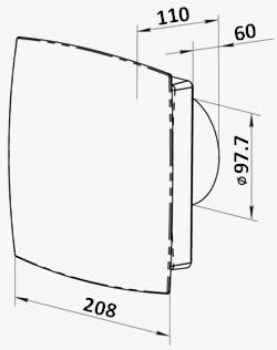 Design-Abluftventilator mit elektrischem Innenverschluss (Jalousie), Hygrostat und Nachlauf-Timer