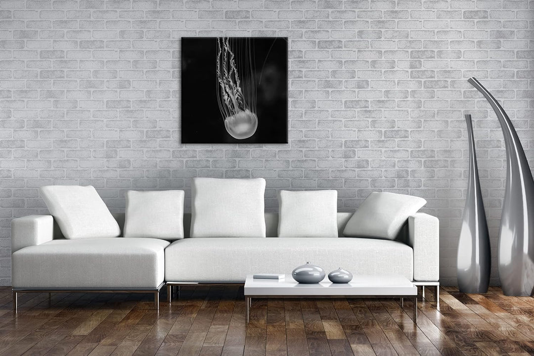 deyoli die langen Tentakel einer Qualle Effekt: Schwarz&Weiss, Format: 70x70 als Leinwandbild, Motiv