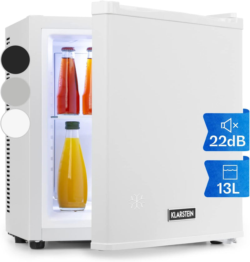 Klarstein Mini Kühlschrank für Zimmer, 13L Mini-Kühlschrank für Getränke & Kosmetik, Kleine Minibar,