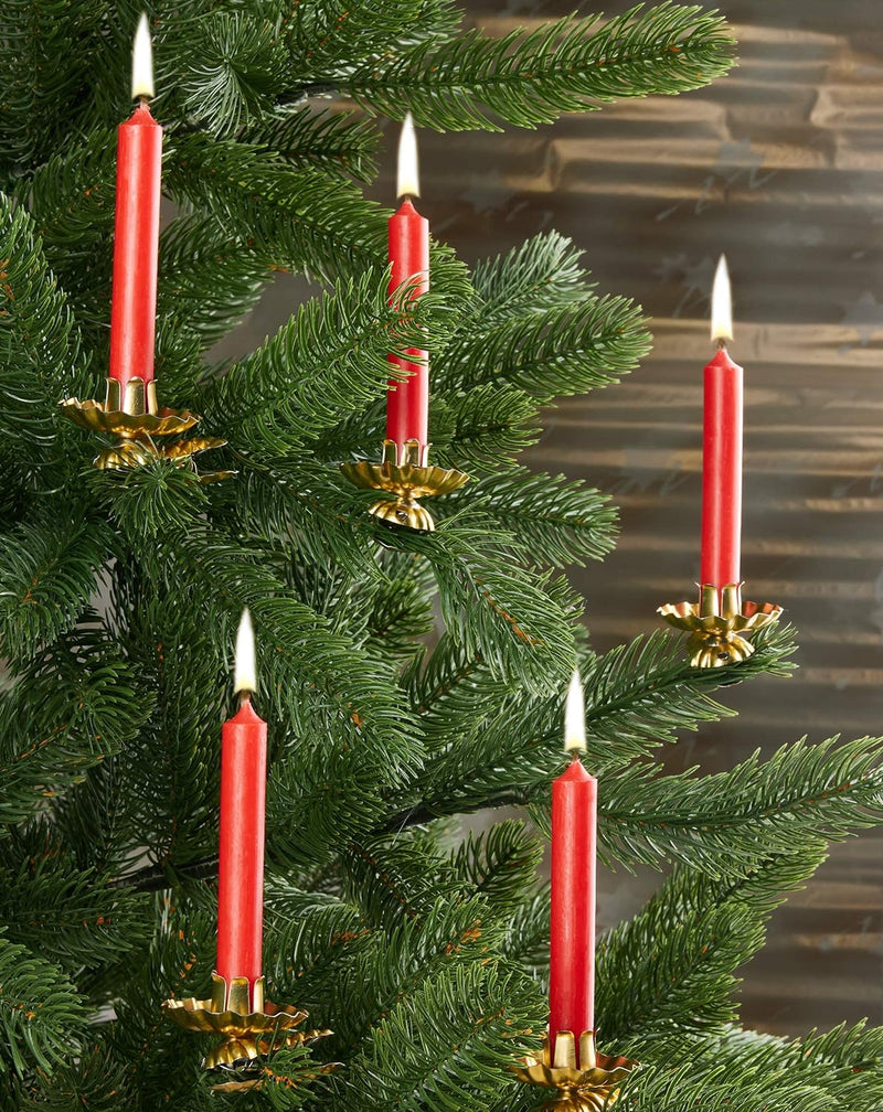 BRUBAKER 100er Pack Baumkerzen Wachs - Weihnachtskerzen Pyramidenkerzen Christbaumkerzen - Rot Rot 5