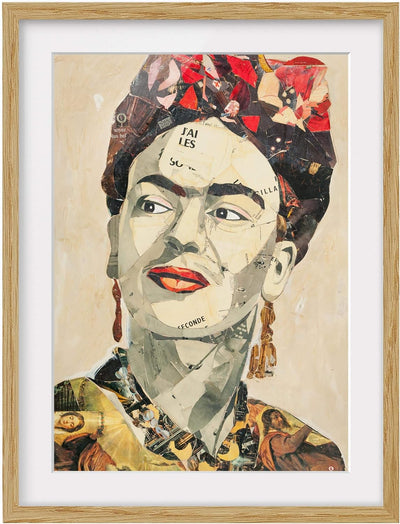 Bild mit Rahmen - Frida Kahlo - Collage No.2 - Rahmenfarbe Eiche, 40 x 30 cm 40cm x 30cm Eiche, 40cm