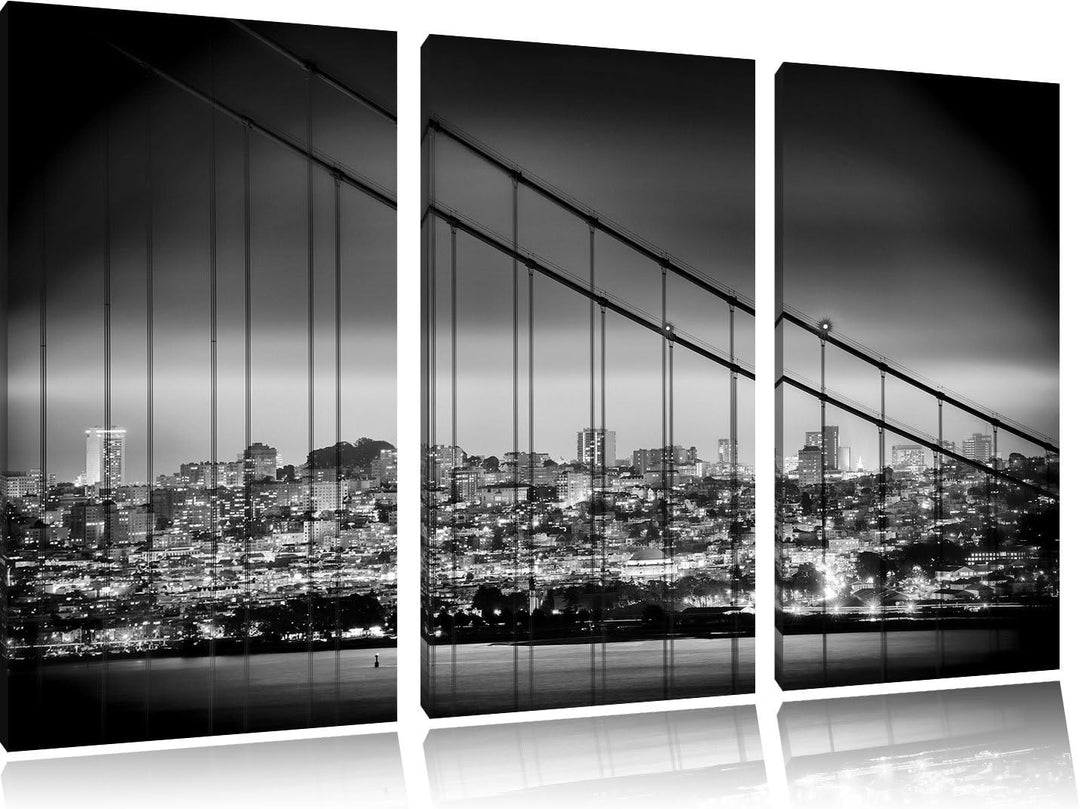 Pixxprint San Francisco Skyline als Leinwandbild/Grösse: 3 Teilig (120x80) cm/Wandbild/Kunstdruck/fe