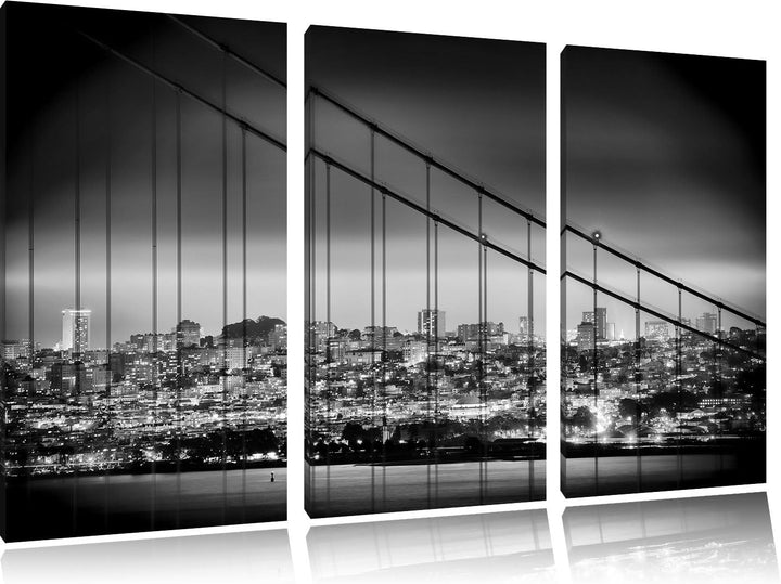 Pixxprint San Francisco Skyline als Leinwandbild/Grösse: 3 Teilig (120x80) cm/Wandbild/Kunstdruck/fe