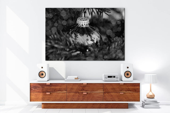 deyoli Weihnachtlicher Schmuck Effekt: Schwarz&Weiss Format: 80x60 als Leinwandbild, Motiv fertig ge