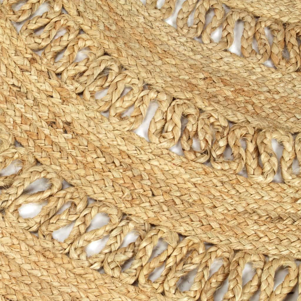 Tidyard Teppich Handgefertigt Jute Geflochten rund,jedes Stück ist EIN Unikat, Durchmesser: 120 cm