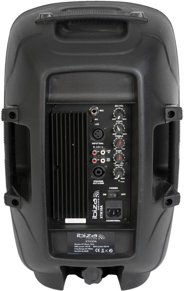 Ibiza XTK10A Aktiver Plug & Play-Lautsprecher 10"/25cm mit 300W RMS - Kompressionshochtöner & Adam H
