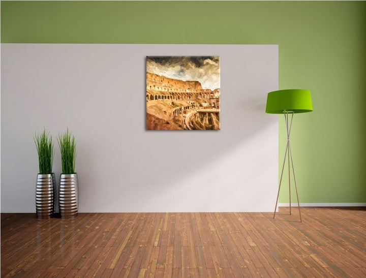Pixxprint Kolosseum in Rom als Leinwandbild/Grösse: 70x70 cm/Wandbild/Kunstdruck/fertig bespannt, 70