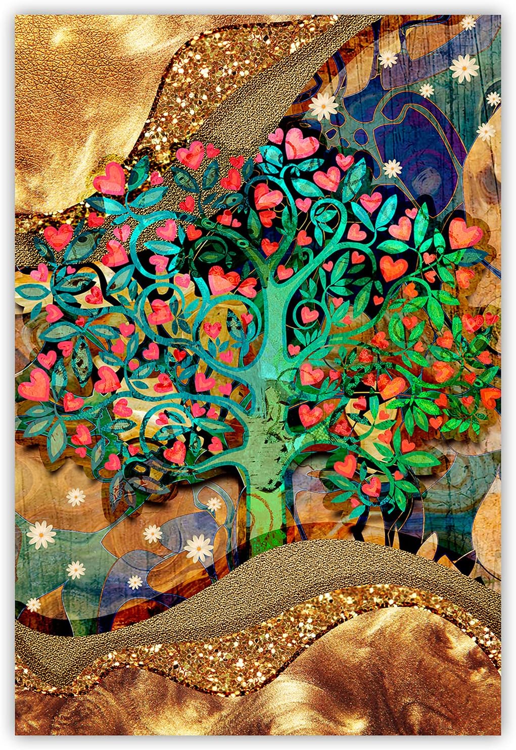 Feeby Bild auf Leinwand Baum des Lebens Gustav Klimt XXL 80x120 cm 1Teilig Wohnzimmer Schlafzimmer M