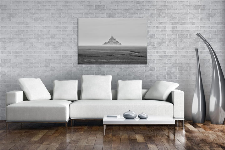 deyoli Insel Kathedrale Mont Saint Michel Effekt: Schwarz&Weiss Format: 80x60 als Leinwandbild, Moti