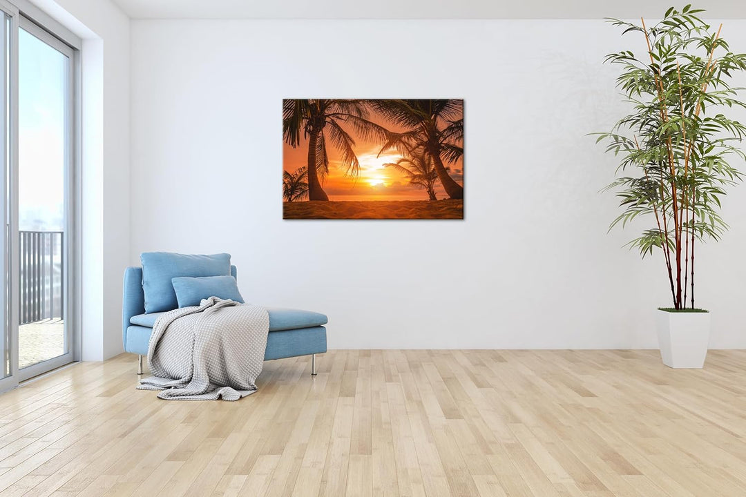 deyoli Sonnenuntergang Format: 80x60 cm als Leinwandbild, Motiv fertig gerahmt auf Echtholzrahmen, H