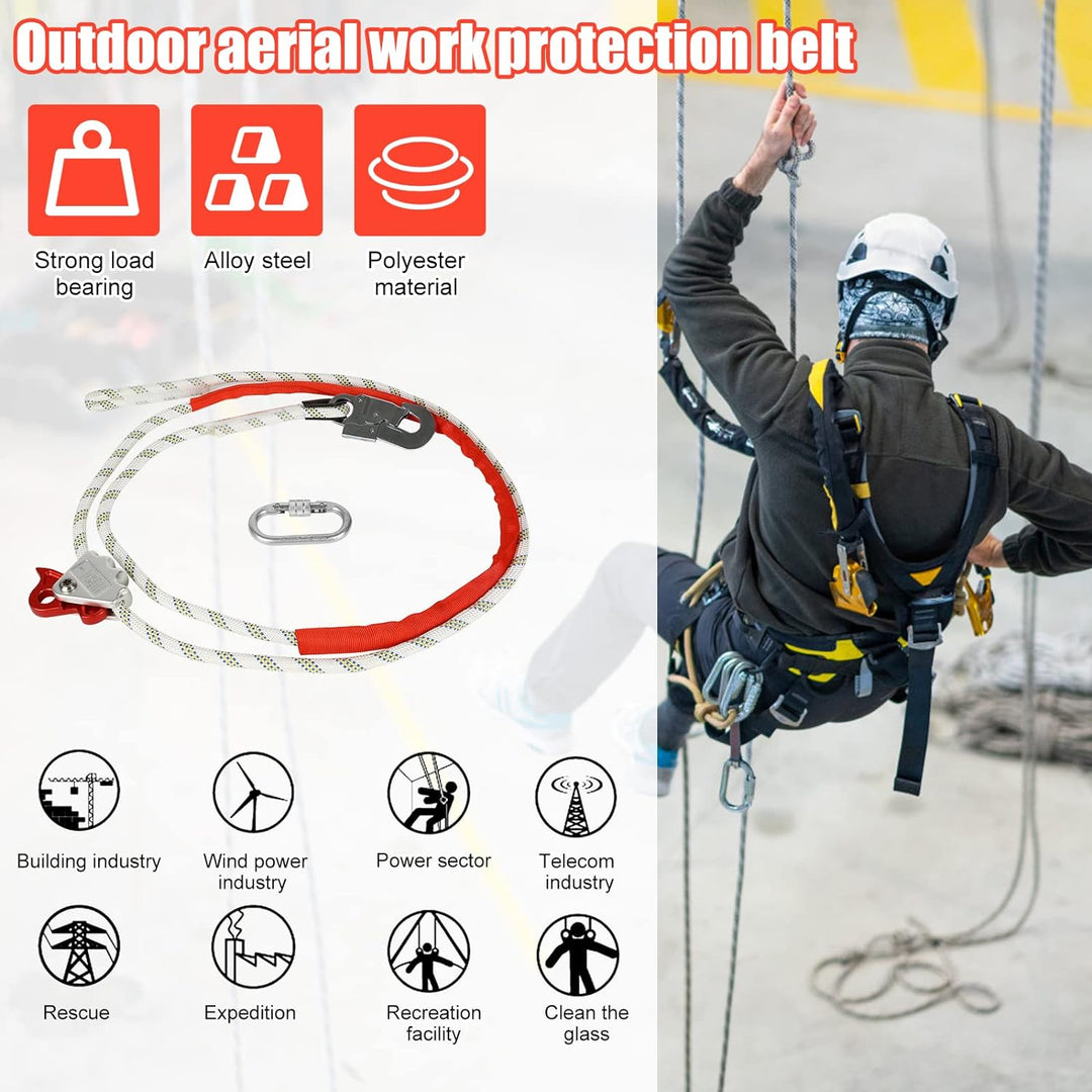 MENAYODA Verstellbare Positionierungsseil, Halteseil mit Seilkürzer PROT-3, Safety Absturzsicherung