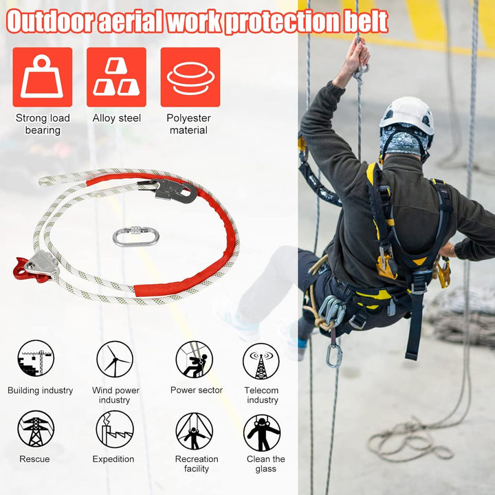 MENAYODA Verstellbare Positionierungsseil, Halteseil mit Seilkürzer PROT-3, Safety Absturzsicherung