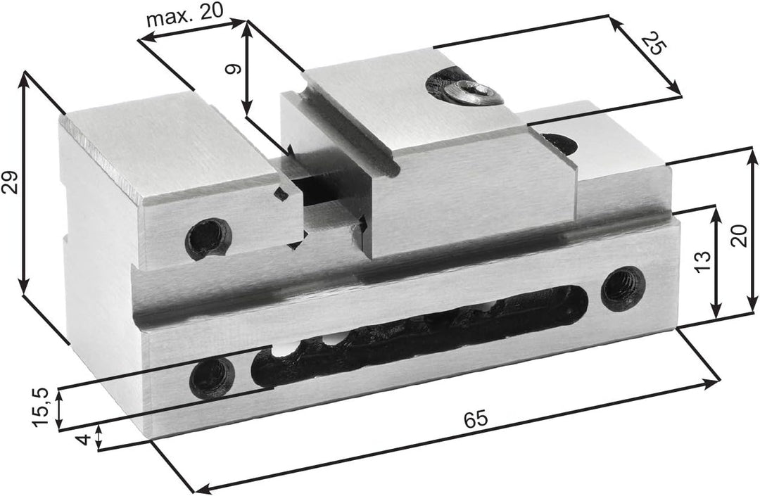 WABECO Mini Niederzug Schraubstock 25 mm Kontroll Schraubstock
