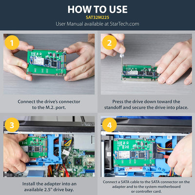 StarTech.com M.2 SATA SSD auf 2.5 Zoll SATA Adapter - M.2 NGFF auf SATA Konverter - 7mm - Open-Frame