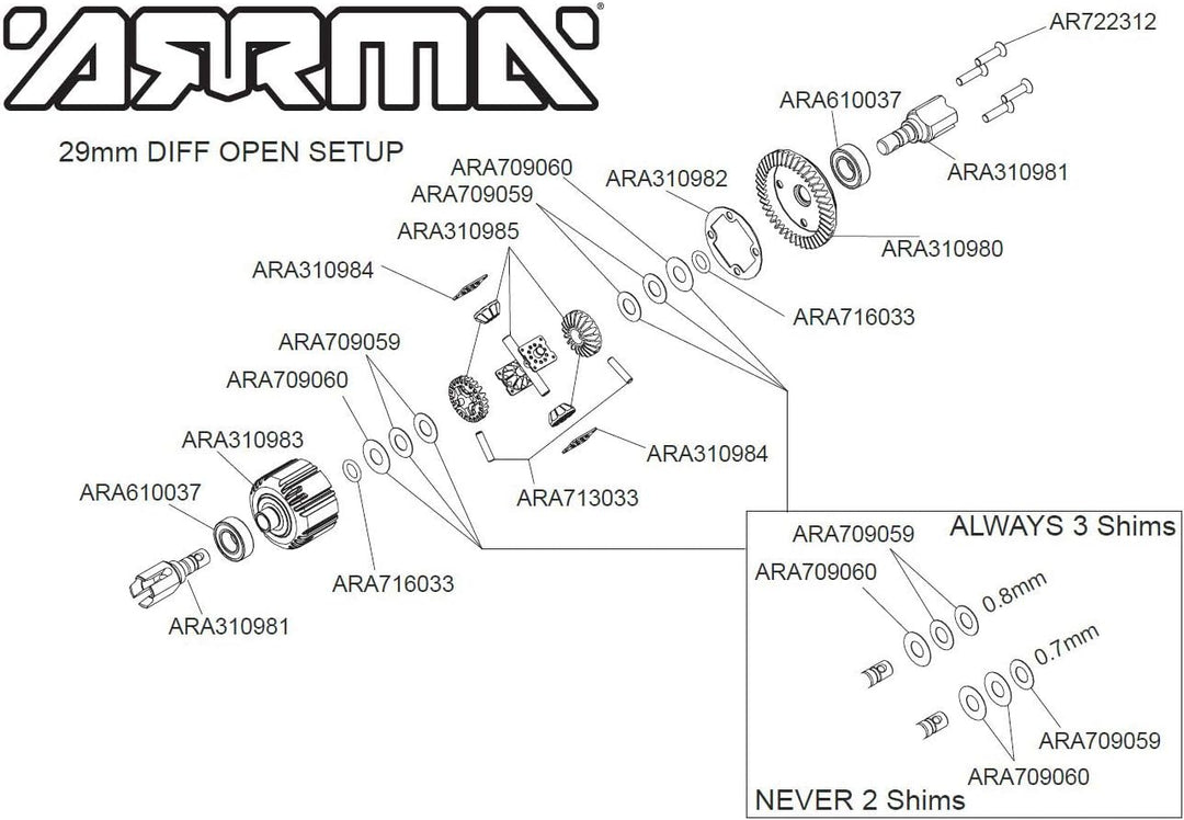 Aktiv F/R Diff Set, GP4 5mm 10k