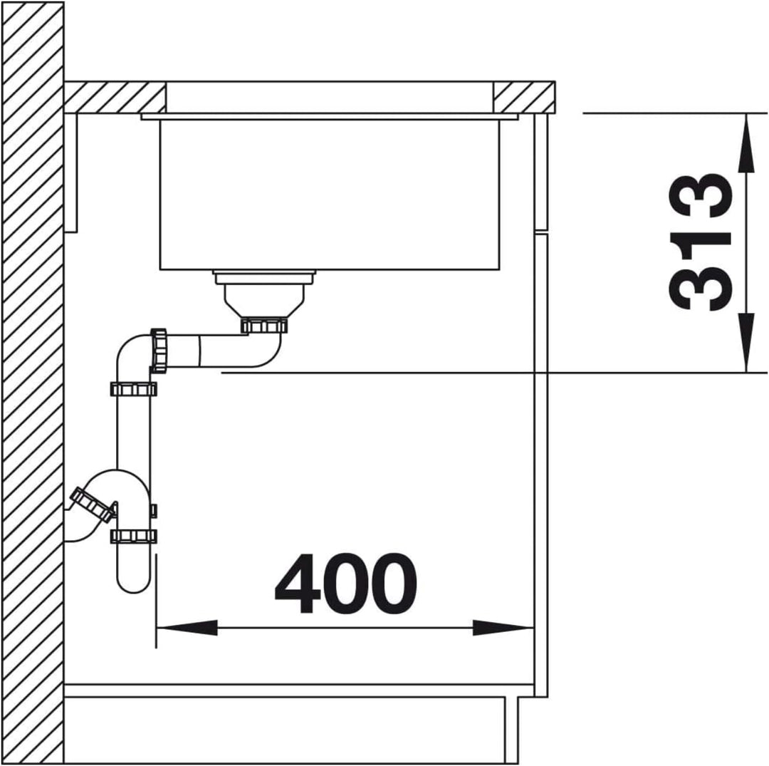 BLANCO SUBLINE 320-U | SILGRANIT weiss | Einbauart: Unterbau | ohne Ablauffernbedienung | 40er Unter
