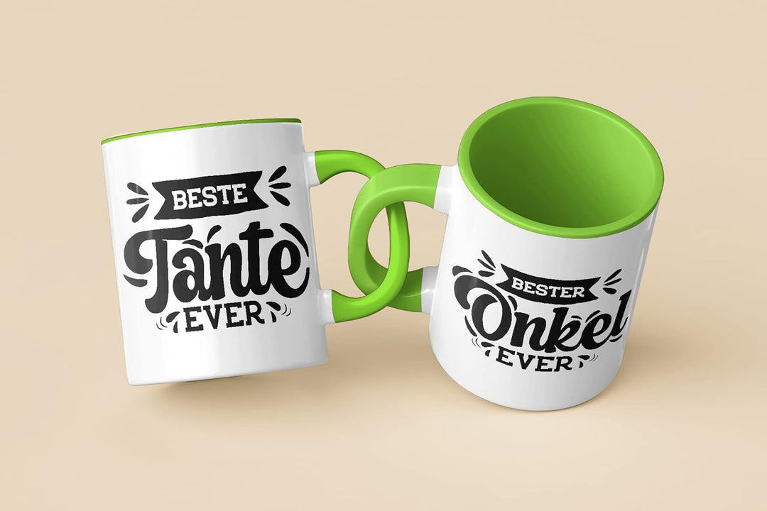 Trendation - Tante und Onkel Geschenk Tasse Set Kaffeetassen Geschenke Weihnachten (Grün), Grün