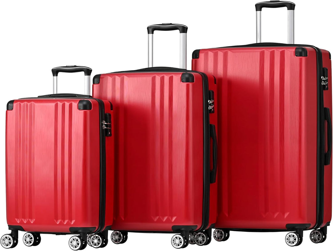 Merax Koffer Set 3-teilig, Hartschalen-Koffer Trolley Rollkoffer Reisekoffer Handgepäck, TSA Zollsch