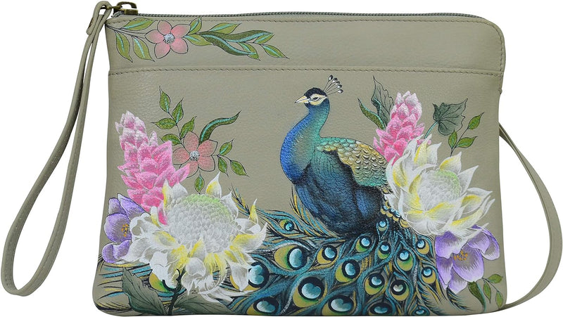 Anuschka Handbemalte 3-in-1 Clutch aus echtem Leder Regal Peacock, Regal Peacock