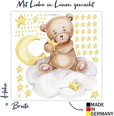 Knuddel Bär auf der Wolke V292 | handgezeichnet | AUFKLEBER Kindergarten | Wandsticker Kinderzimmer