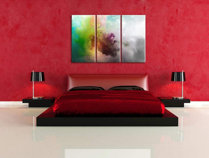 Pixxprint mystisch verfärbte Wirbel als Leinwandbild | Grösse: 3 Teilig (120x80) | Wandbild| Kunstdr