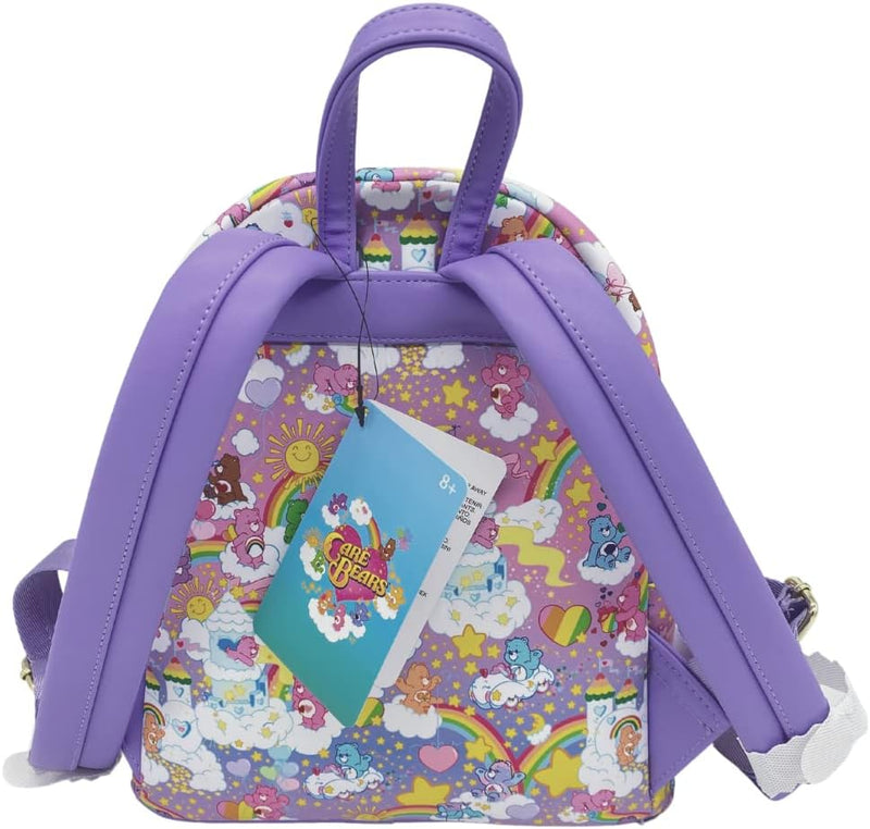 Loungefly Exclusive Care Bears Rainbow All Over Print Doppelriemen Schultertasche, Multicolored