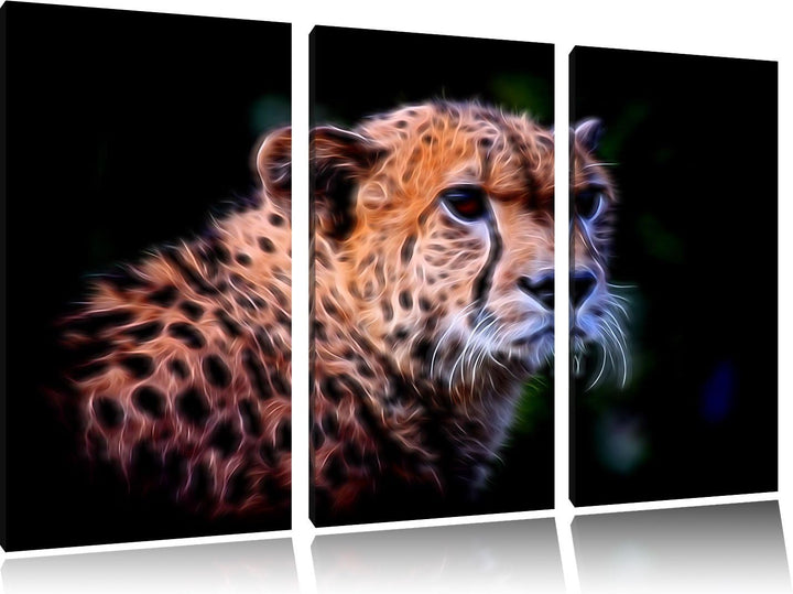 Dark bildschöner Gepard NewArt 3-Teiler Leinwandbild 120x80 Bild auf Leinwand, XXL riesige Bilder fe