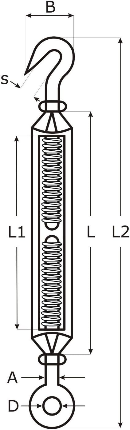 10 Stk. SPANNSCHLOSS Öse - Öse M6 VA4 edelstahl Spannschraube Spannschlösser 