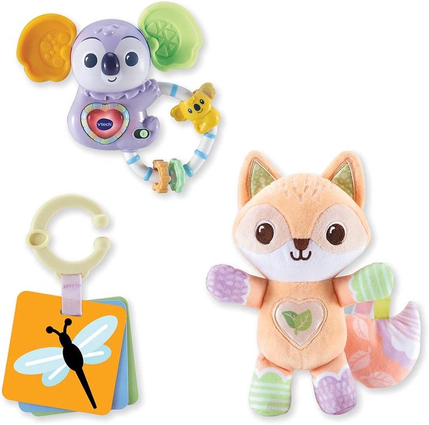 VTech - Set zur Geburt erste Entdeckungen, erstes Spielzeug für Babys, Kuscheltier Fuchs aus Plüsch,