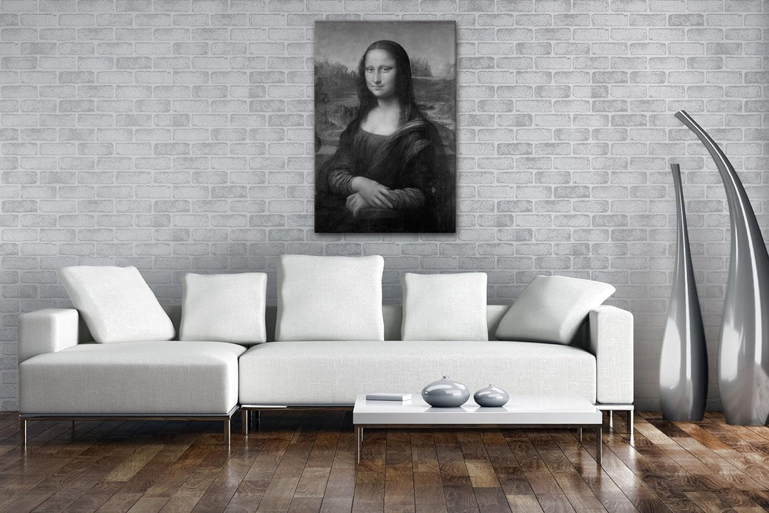 deyoli Die Mona Lisa von Leonardo Da Vinci Format: 120x80 Effekt: Schwarz/Weiss als Leinwand, Motiv